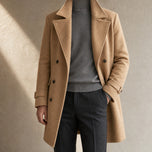 Husk Double-Breasted Overcoat in Khaki