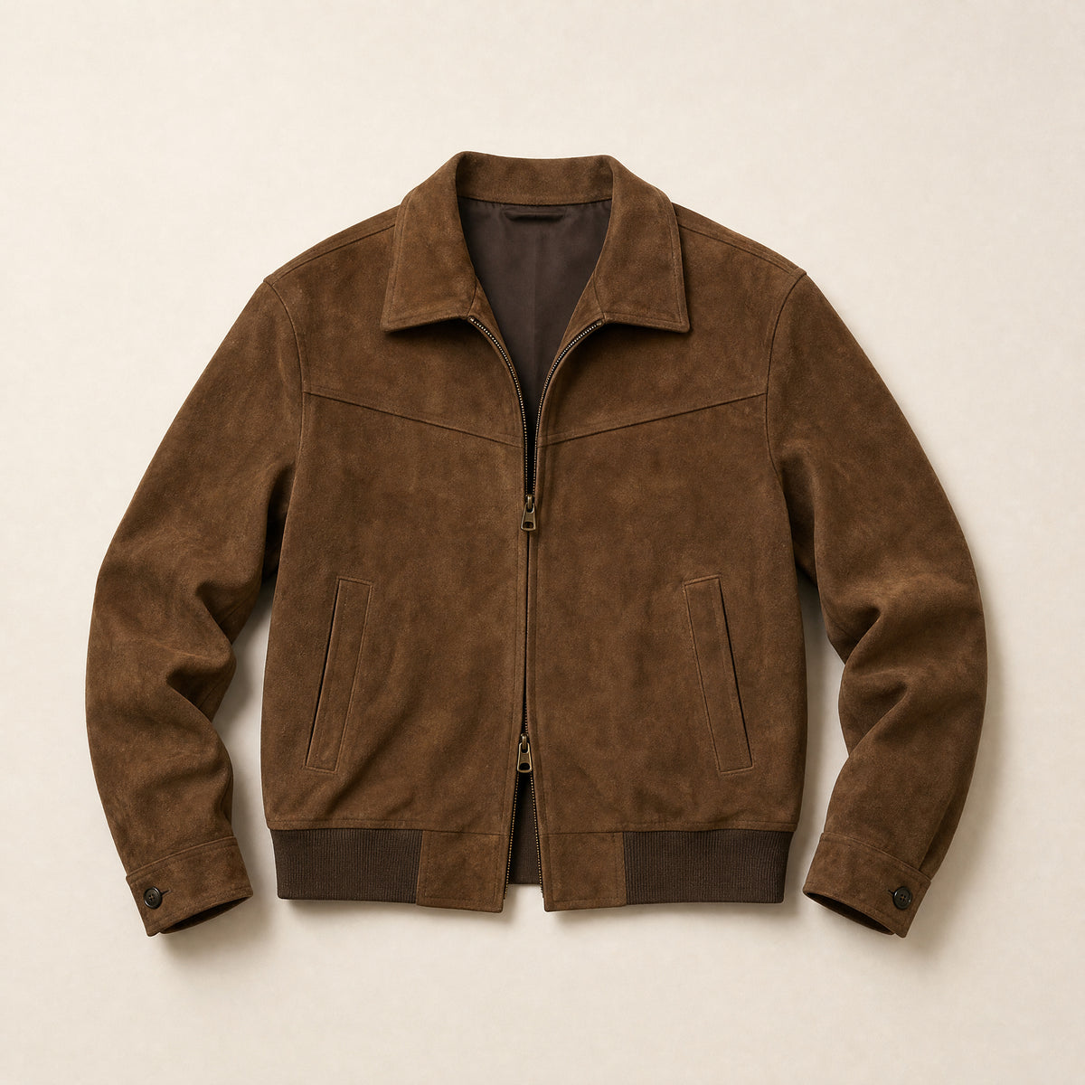 Icicle Suede Bomber Jacket in Brown