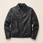 Inlet Leather Utility Jacket in Black