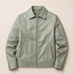 Inlet Leather Utility Jacket in Green