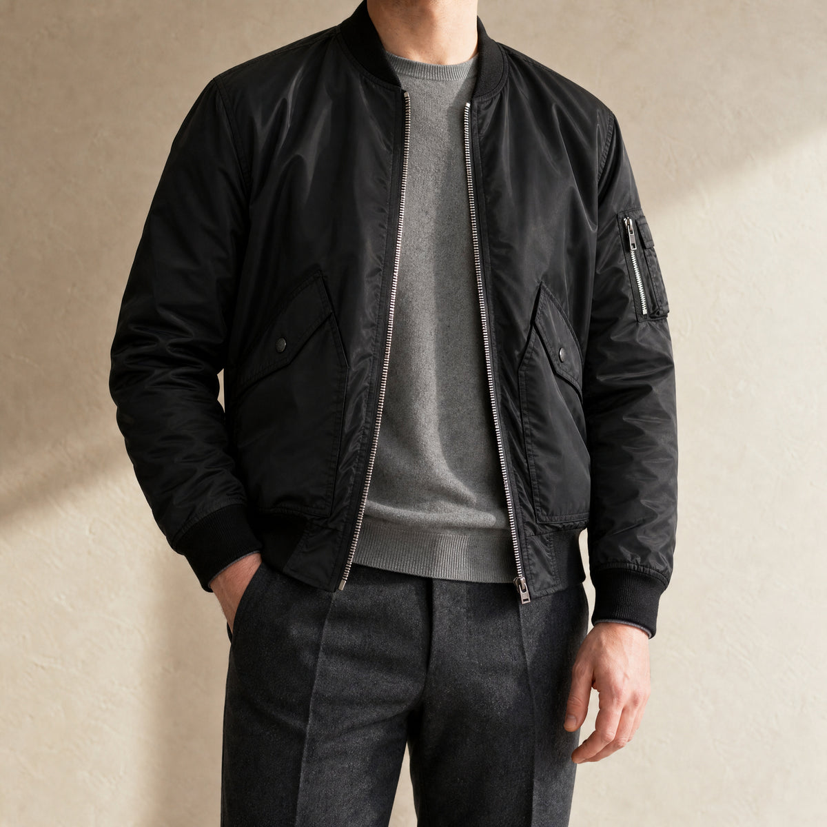 Iron MA-1 Bomber Jacket in Black