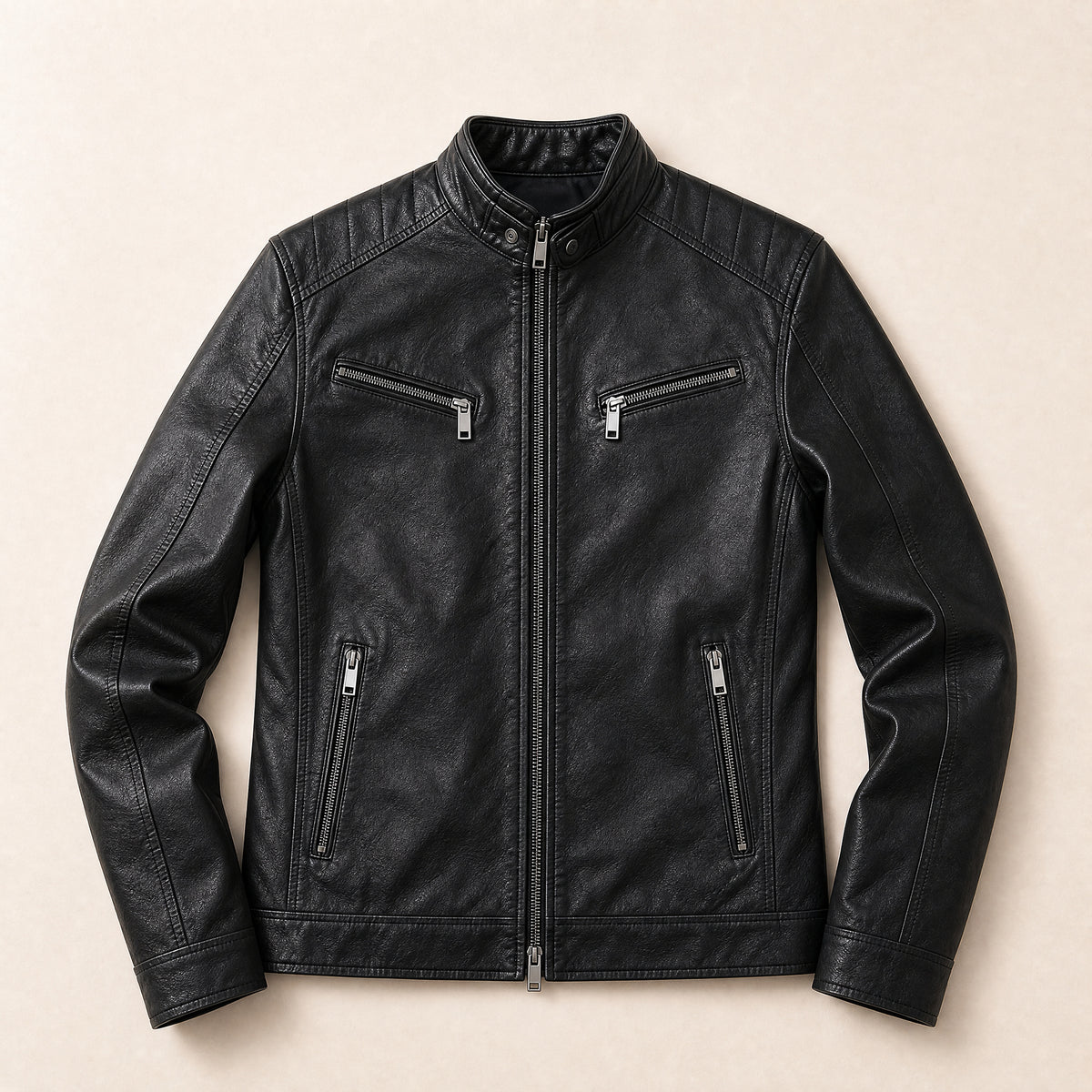 Isle Leather Moto Jacket in Black