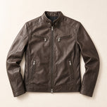 Isle Leather Moto Jacket in Coffee
