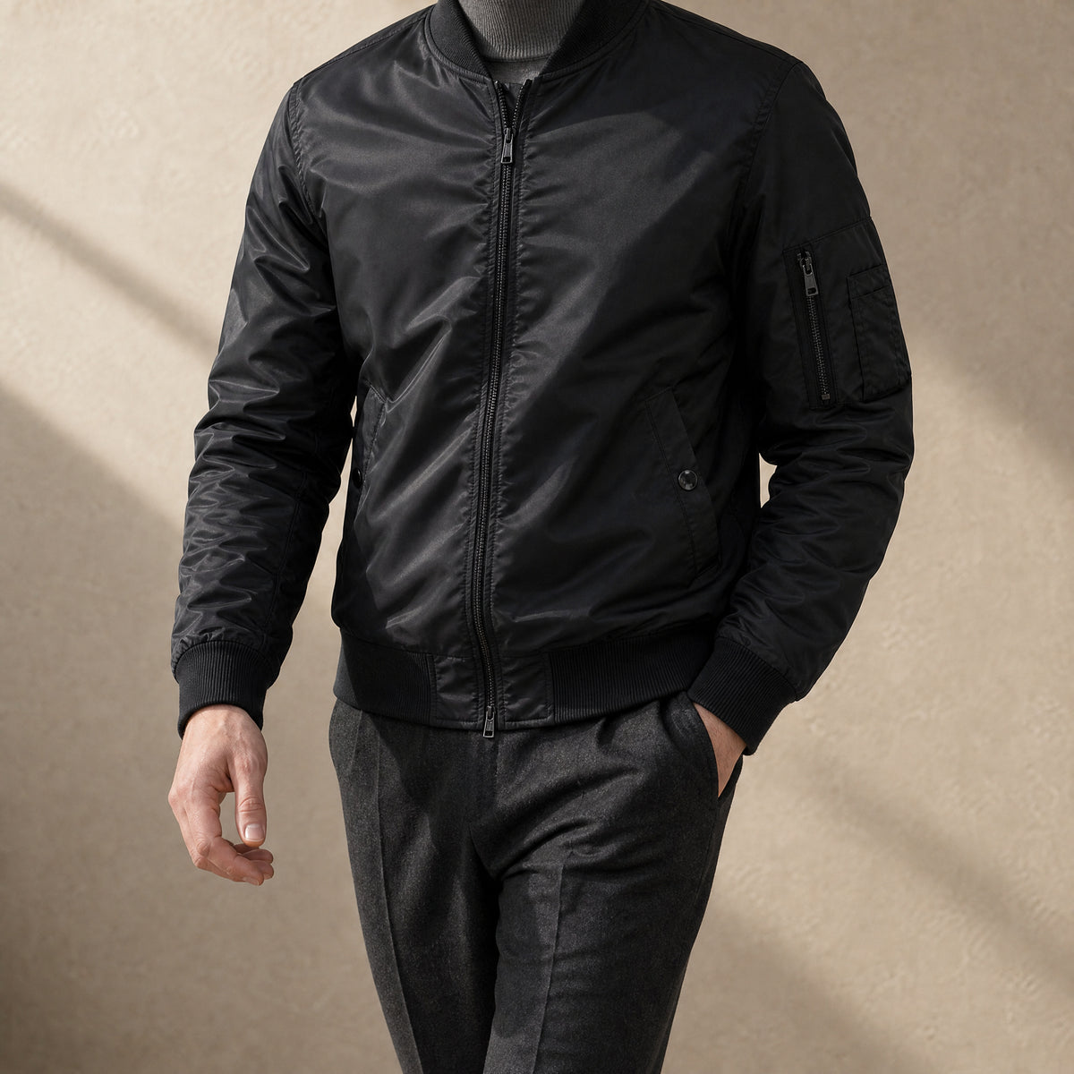 Ivy Flight Bomber Jacket in Black