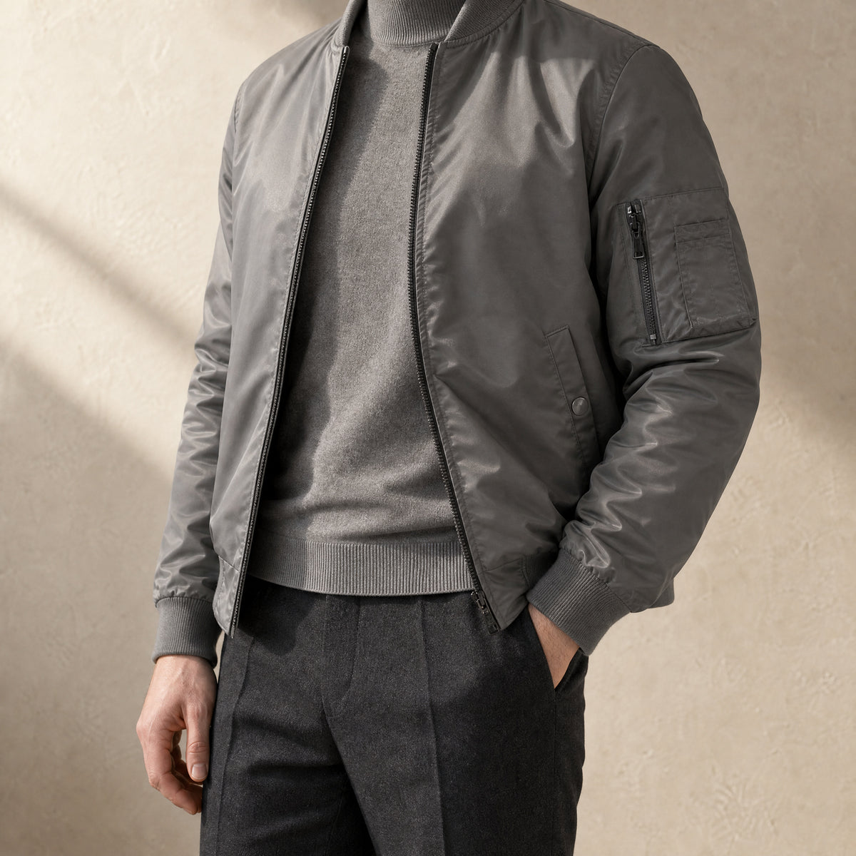 Ivy Flight Bomber Jacket in Gray