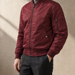 Ivy Flight Bomber Jacket in Wine Red