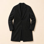 Jasper Long Single-Breasted Overcoat in Black