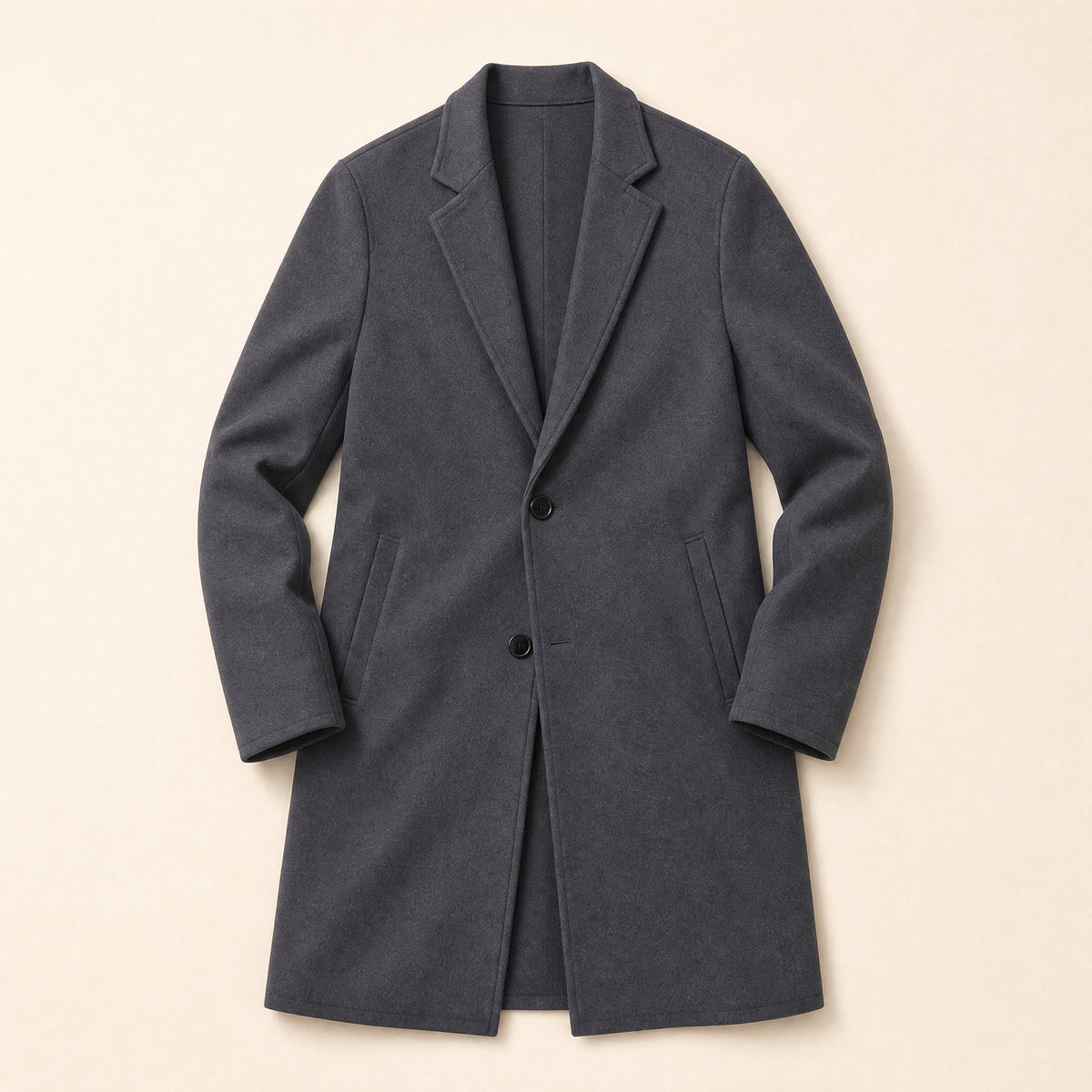 Jasper Long Single-Breasted Overcoat in Dark Gray