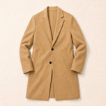 Jasper Long Single-Breasted Overcoat in Khaki
