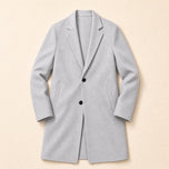 Jasper Long Single-Breasted Overcoat in Light Gray