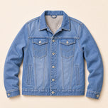Juniper Sherpa-Lined Denim Jacket in Light Blue