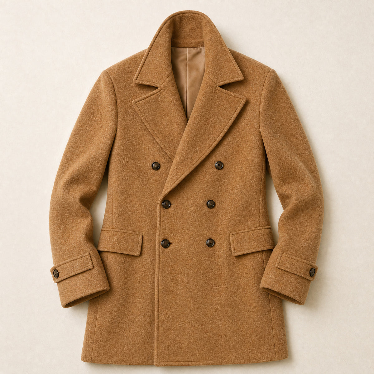 Kernel Double-Breasted Overcoat in Camel