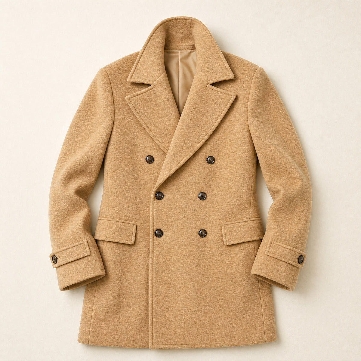 Kernel Double-Breasted Overcoat in Khaki