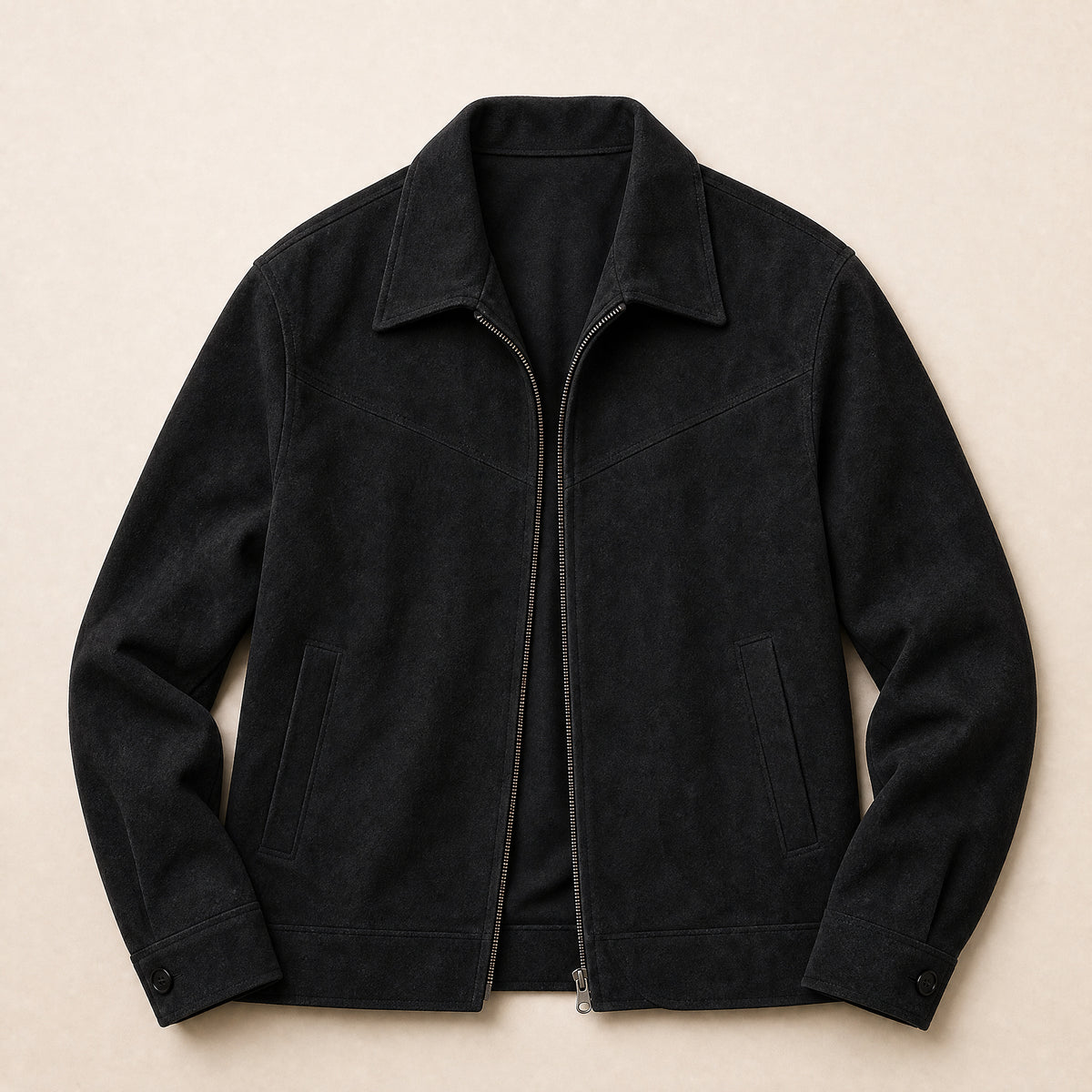 Knoll Suede Bomber Jacket in Black