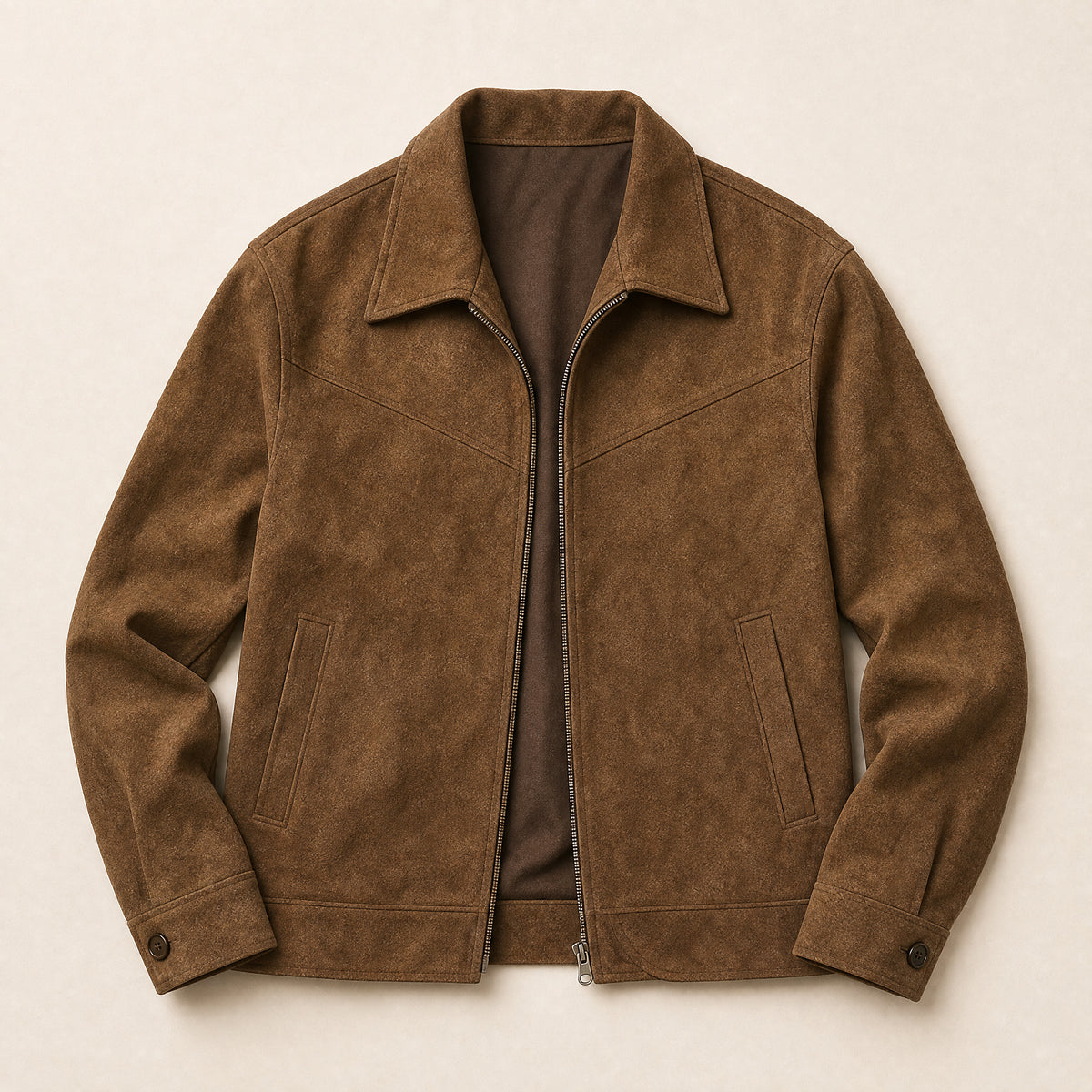 Knoll Suede Bomber Jacket in Brown