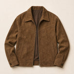 Knoll Suede Bomber Jacket in Brown