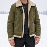 Larchwood Suede Shearling Jacket in Olive Green