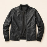 Levant Leather Bomber Jacket in Black