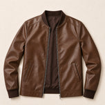 Levant Leather Bomber Jacket in Brown