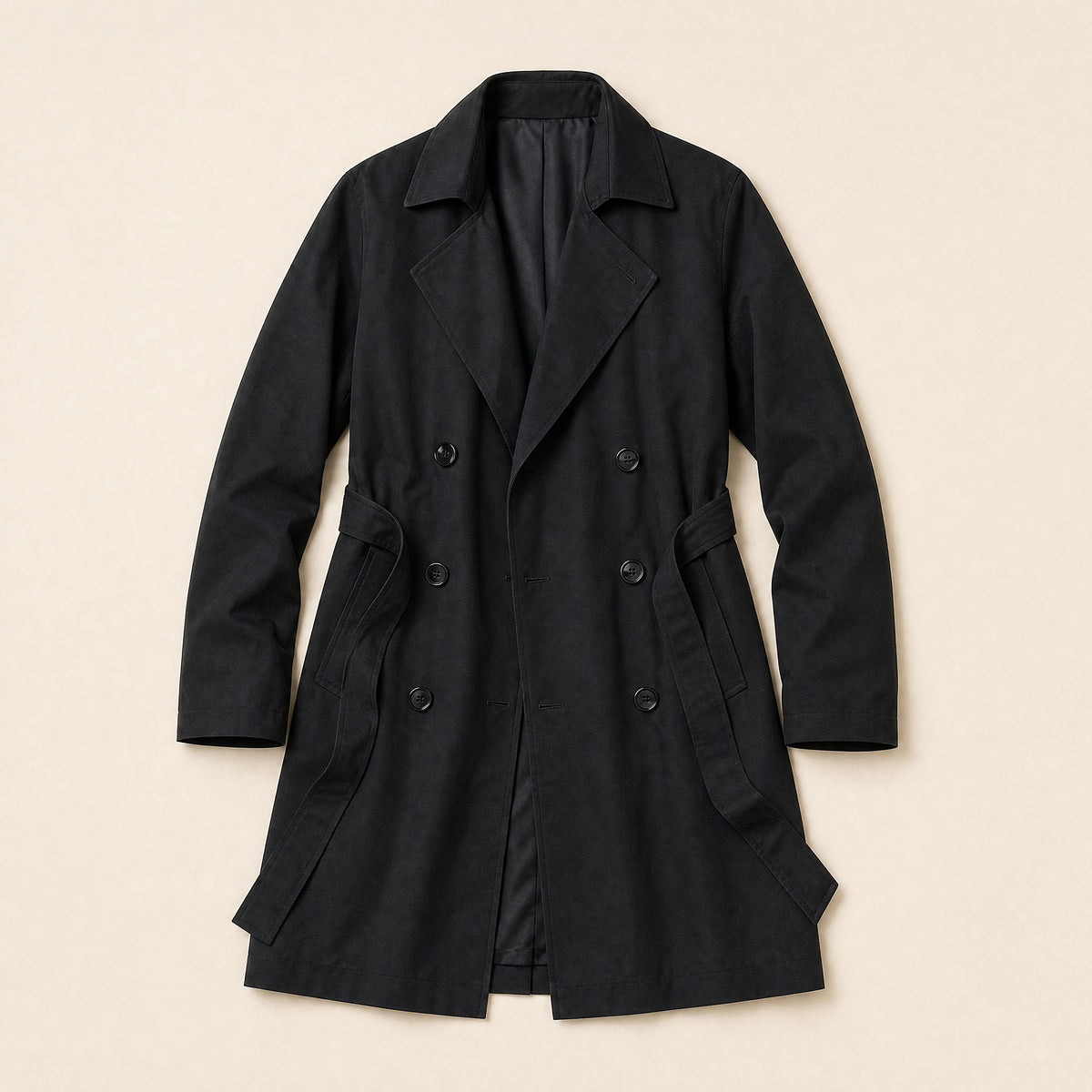 Loam Mid-Length Trench Coat in Black