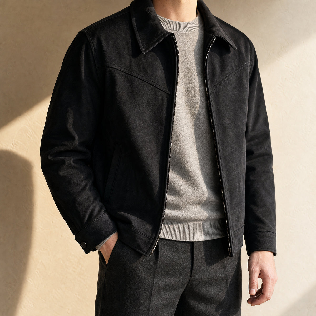 Loch Suede Jacket in Black