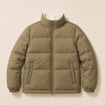 Lowland Reversible Fleece-Lined Puffer Jacket in Army Green