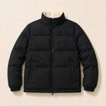 Lowland Reversible Fleece-Lined Puffer Jacket in Black