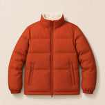 Lowland Reversible Fleece-Lined Puffer Jacket in Khaki