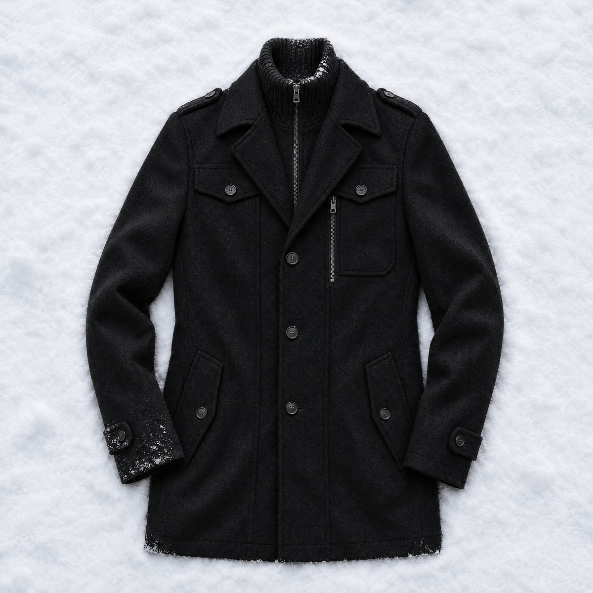 Lumen Wool-Blend Overcoat in Black