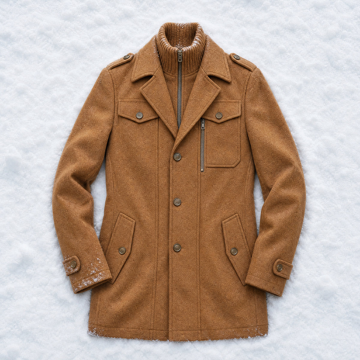 Lumen Wool-Blend Overcoat in Camel
