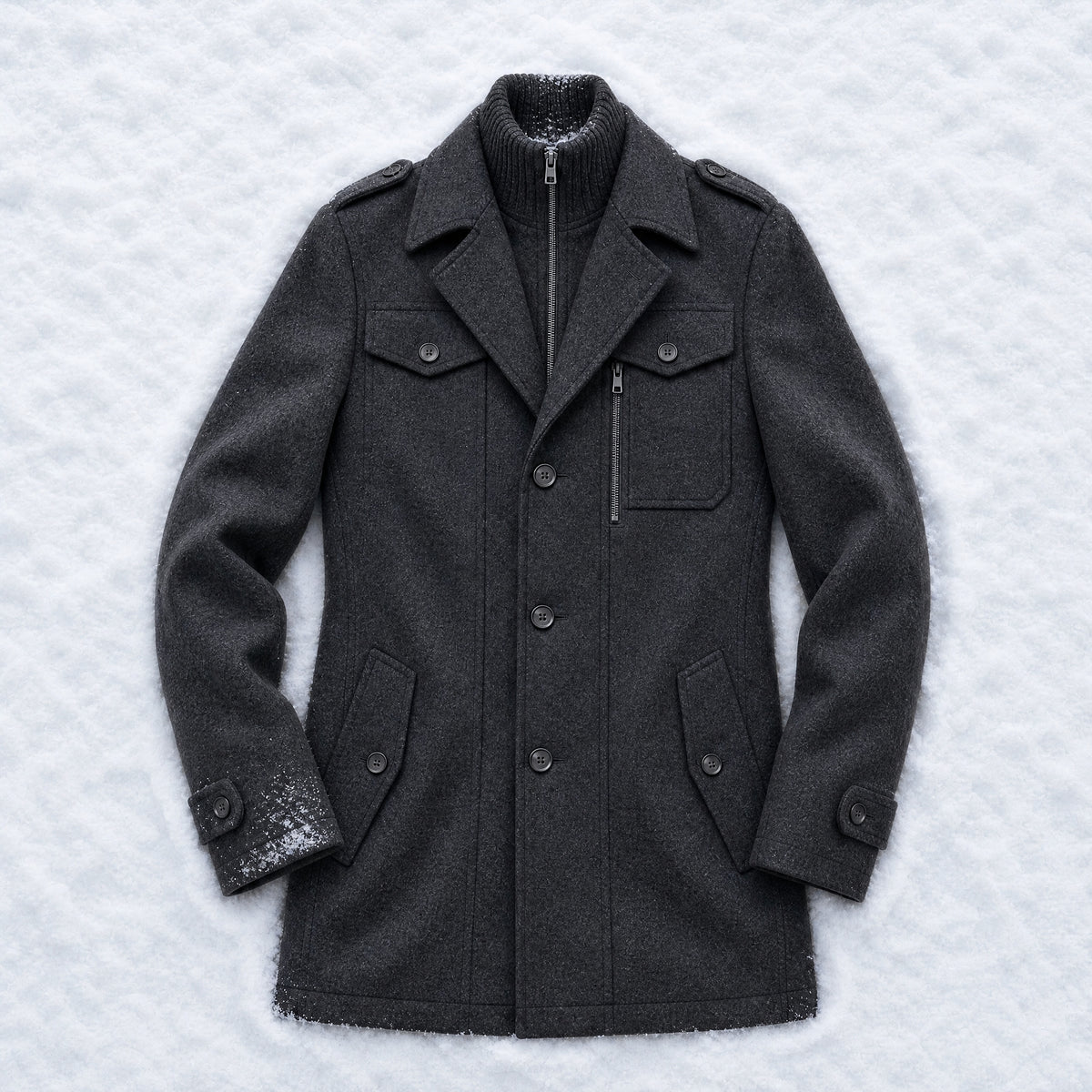 Lumen Wool-Blend Overcoat in Charcoal