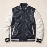 Maple Leather Bomber Jacket in White