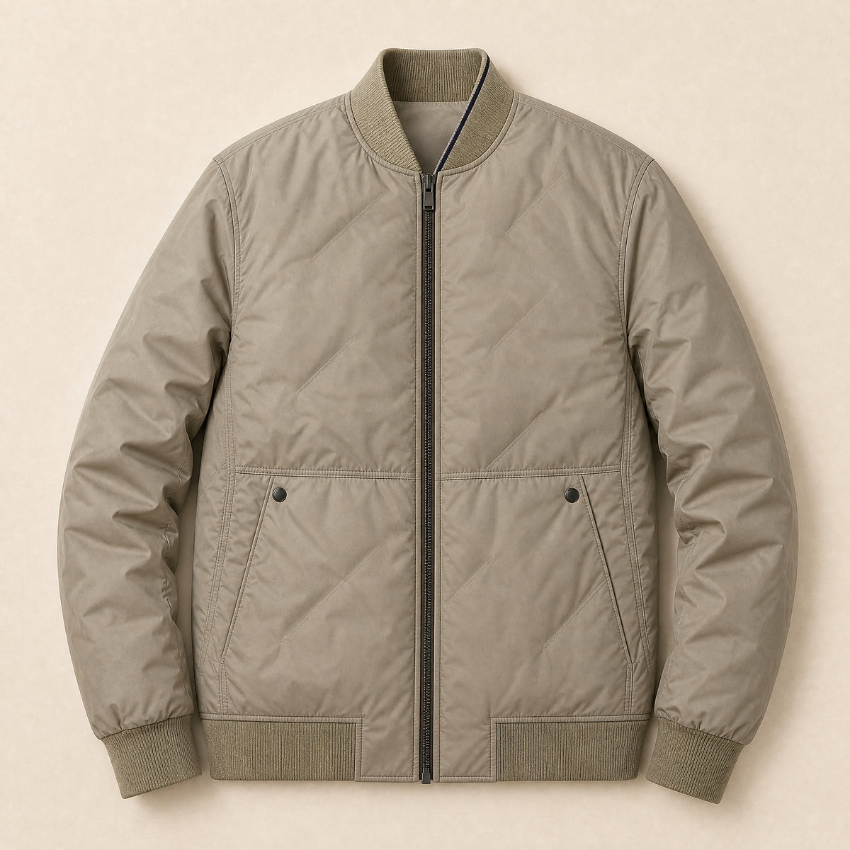 Meadow Puffer Bomber Jacket in Khaki