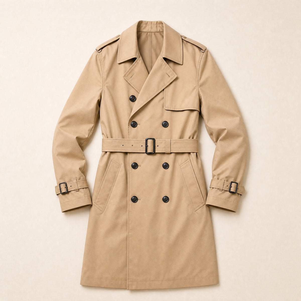 Meltwater Mid-Length Trench Coat in Khaki