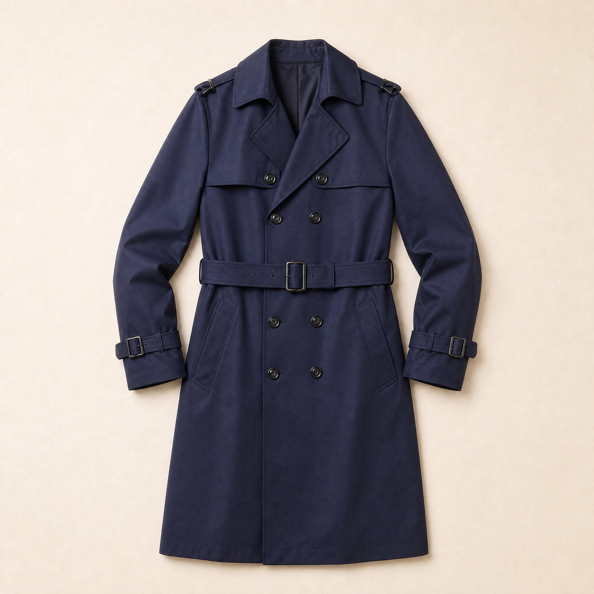 Meltwater Mid-Length Trench Coat in Navy Blue