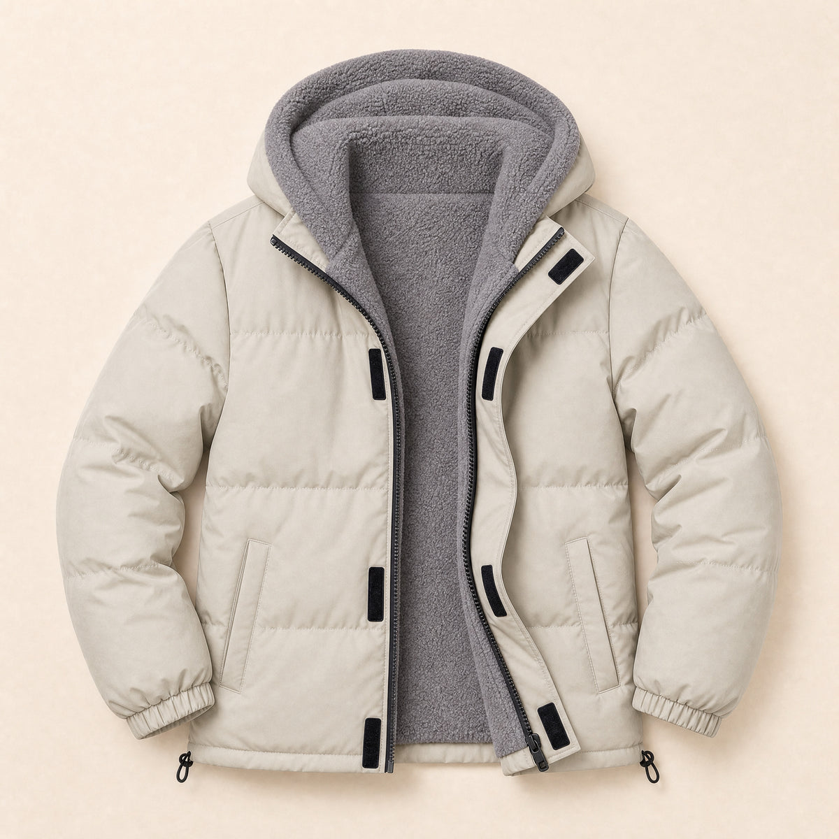 Menhir Heavyweight Puffer Jacket in Beige