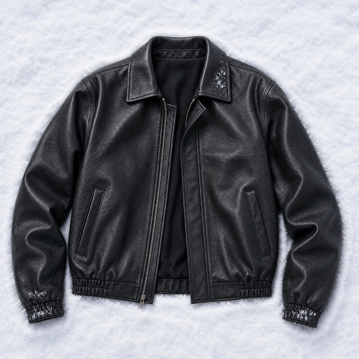 Mere Leather Bomber Jacket in Black