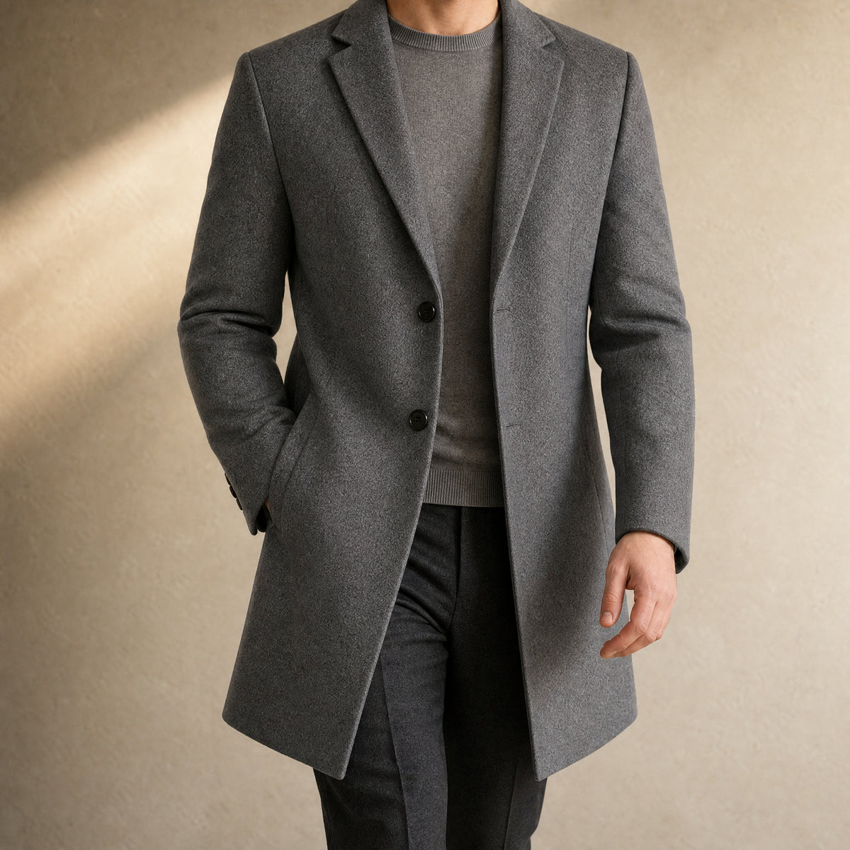 Mistral Wool-Blend Overcoat in Gray
