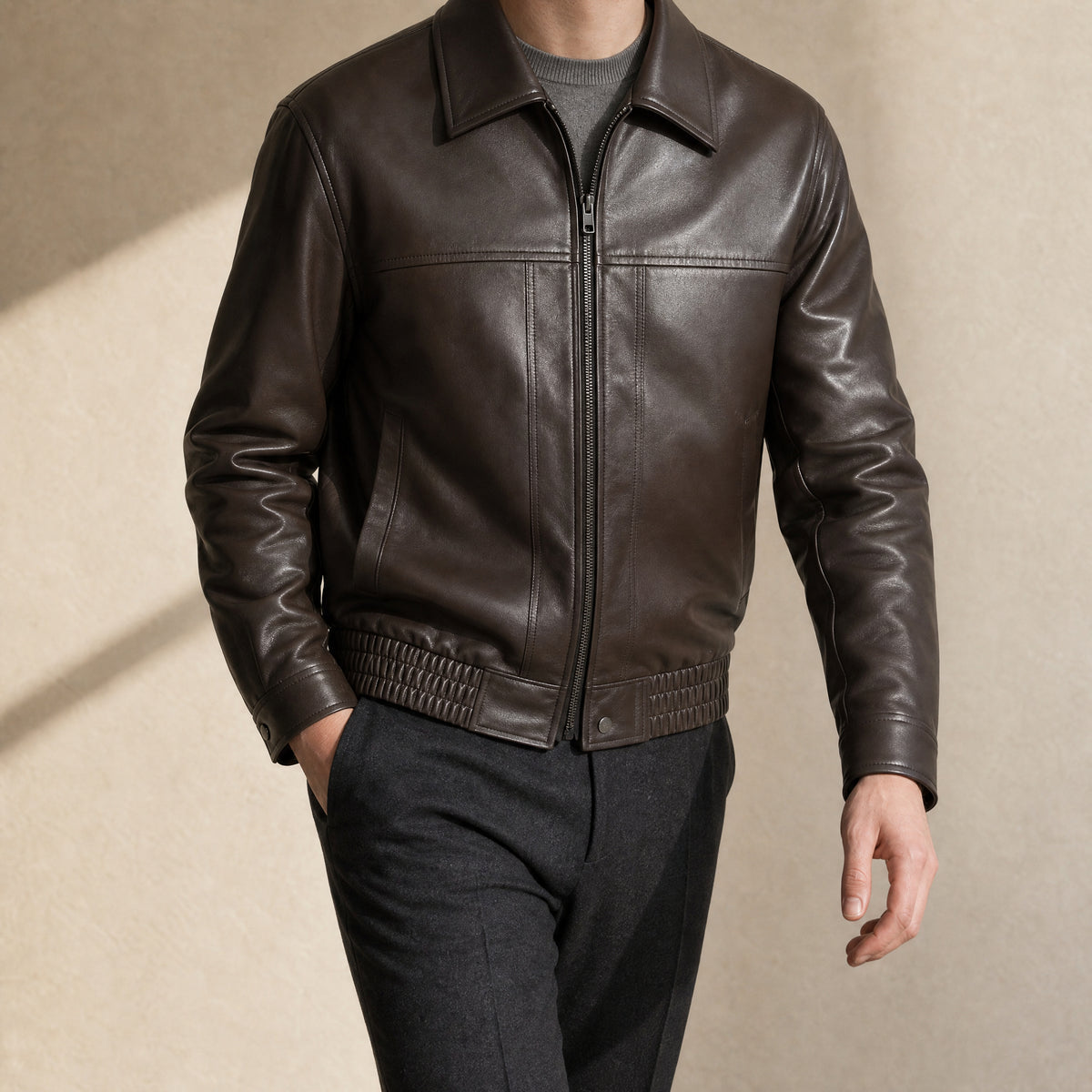 Monsoon Leather Moto Jacket in Brown