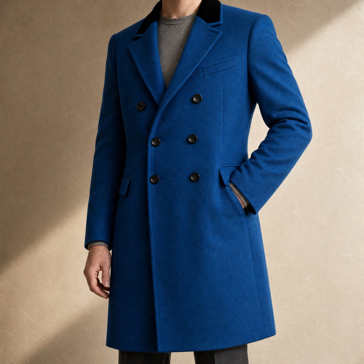 Montane Double-Breasted Overcoat in Blue