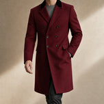 Montane Double-Breasted Overcoat in Wine Red