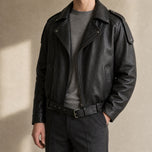 Moonrise Leather Biker Jacket in Black