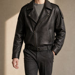 Moonrise Leather Biker Jacket in Brown