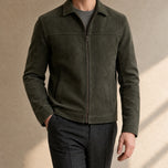 Moonset Leather Casual Jacket in Olive