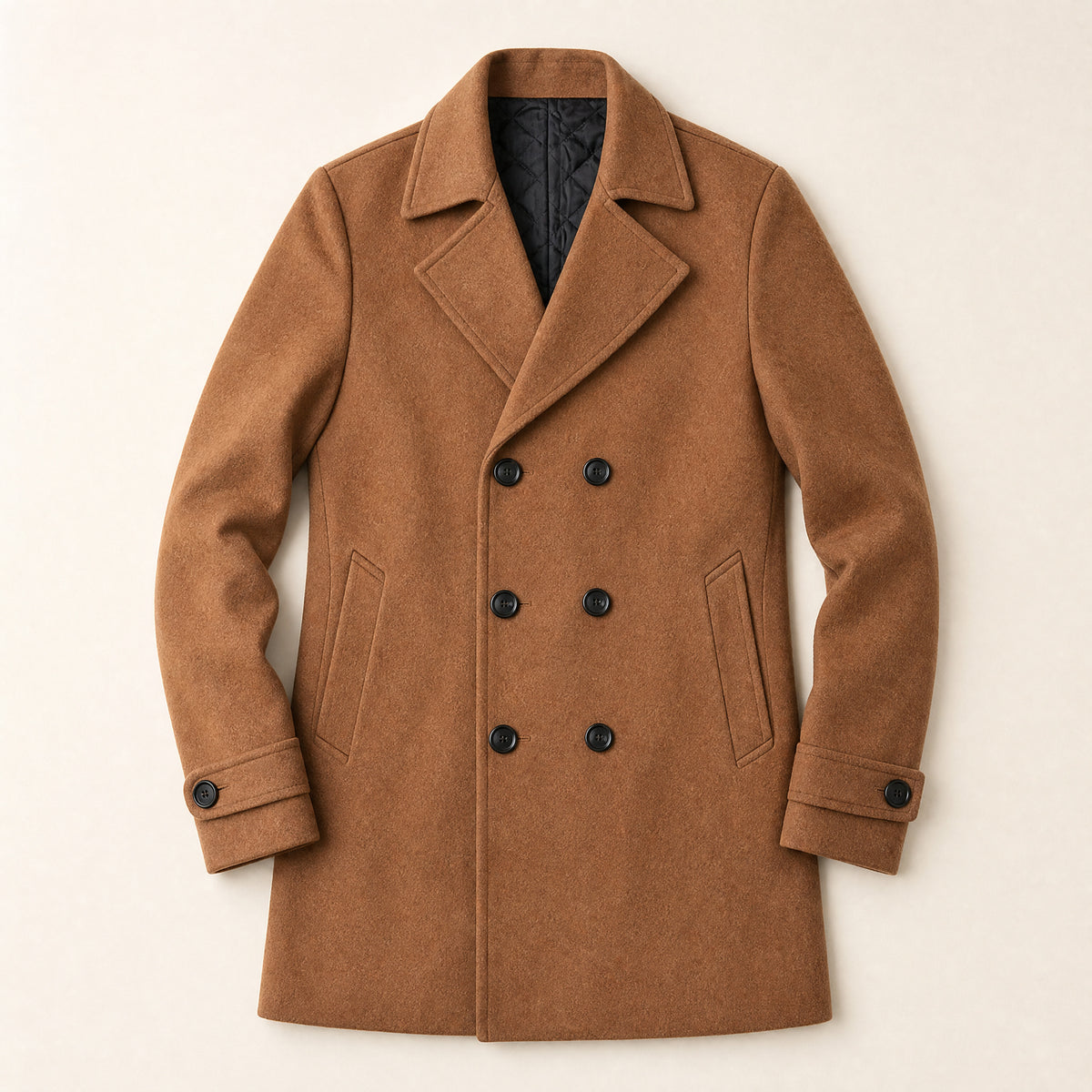Moraine Double-Breasted Wool-Blend Coat in Camel
