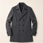 Moraine Double-Breasted Wool-Blend Coat in Dark Gray