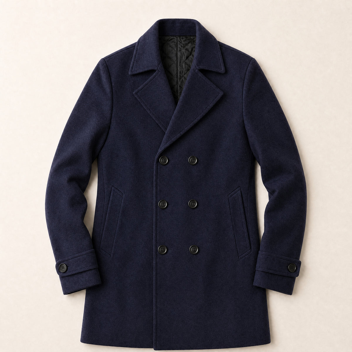 Moraine Double-Breasted Wool-Blend Coat in Navy