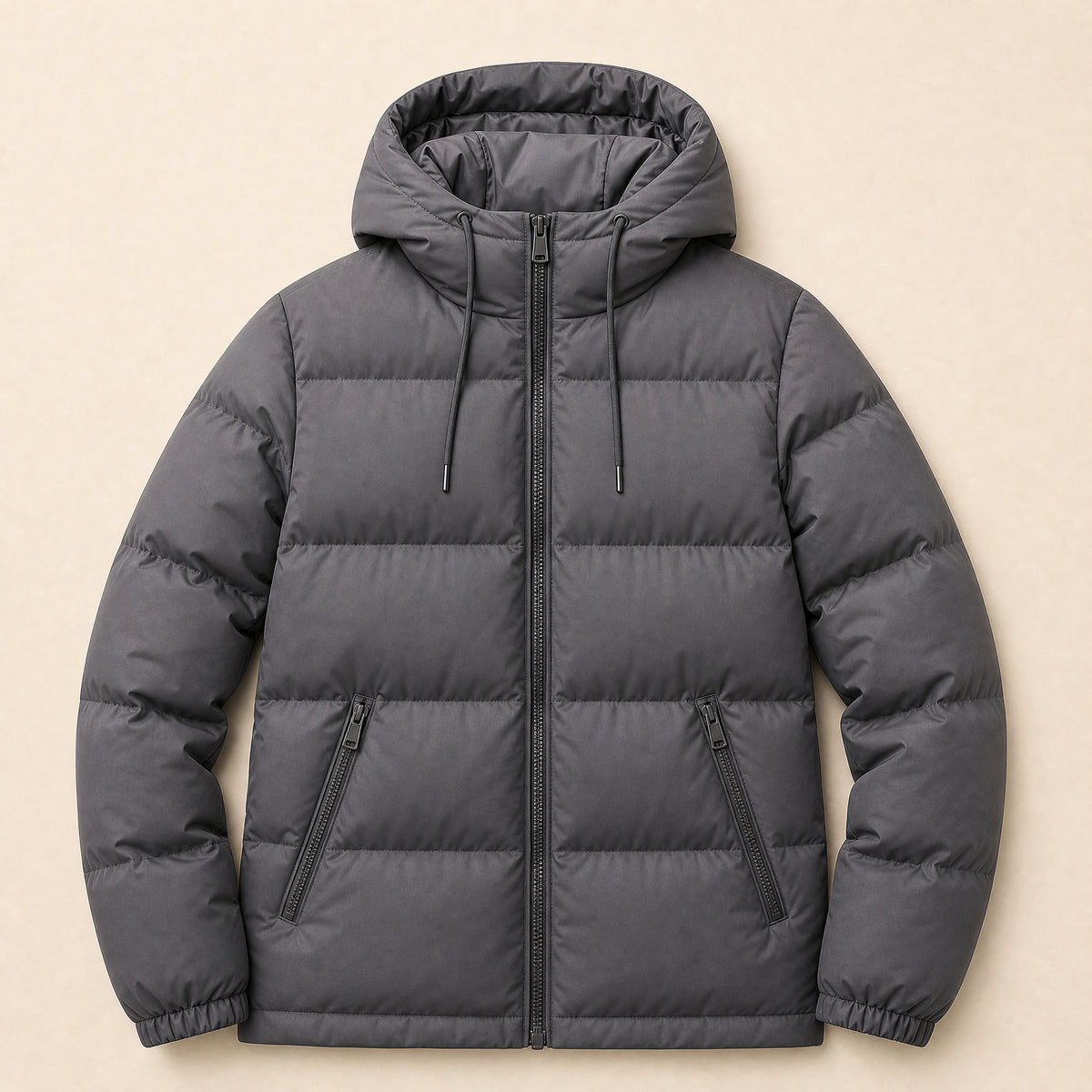 Nimbus Hooded Puffer Jacket in Dark Gray
