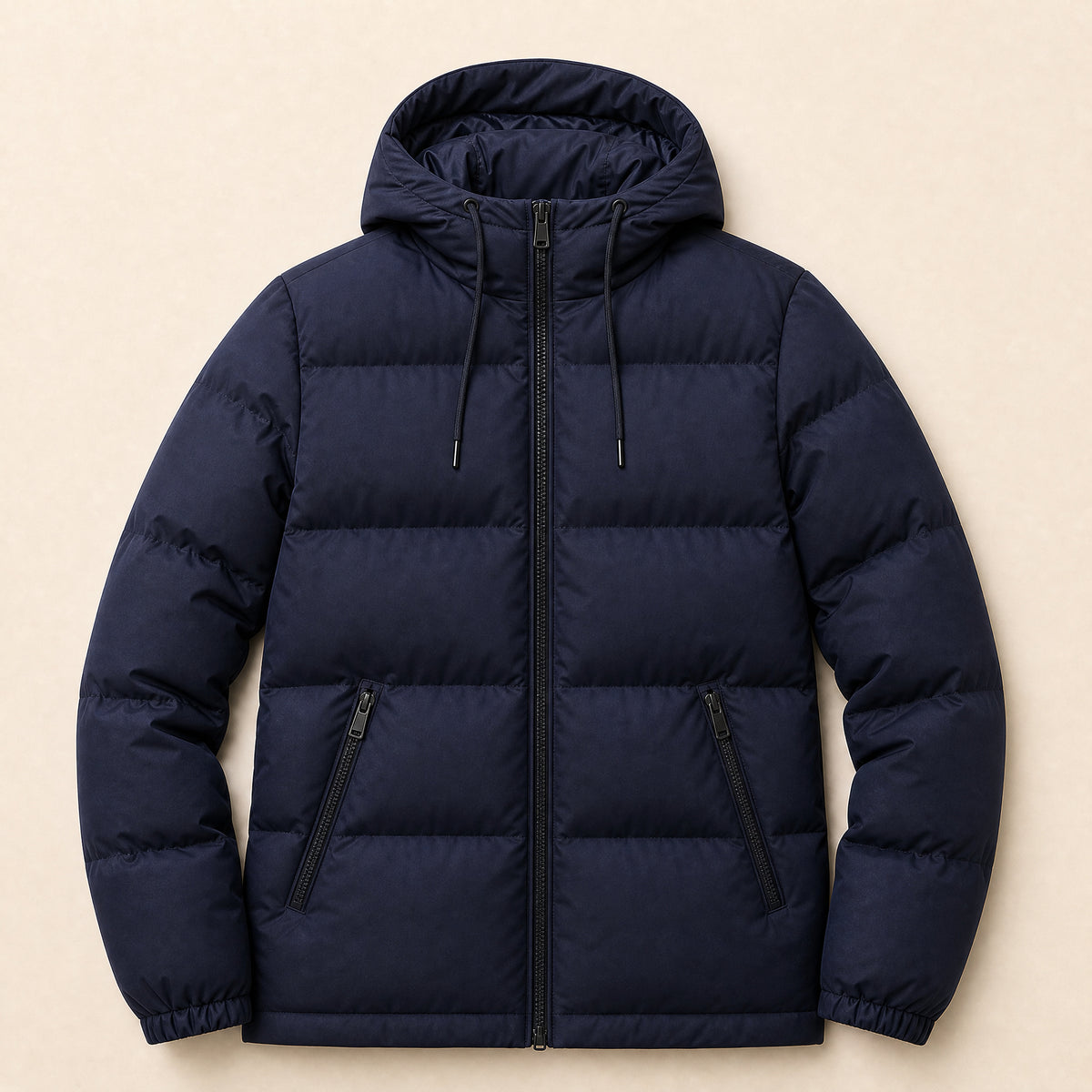 Nimbus Hooded Puffer Jacket in Navy Blue