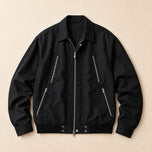 Nook Zip-Up Bomber Jacket in Black
